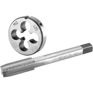 Burkit M12 X 1.25 Tap and Die Set Right Hand, M12 x 1.25 Machine Thread Tap and Round Die