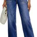 EVALESS Women's Wide Leg Jeans High Waisted Straight Leg Jeans Trendy Stretchy Loose Zimbaplatinum Denim Pants with Pockets, Size 18