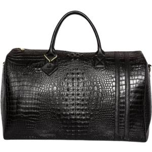 Tote&Carry Apollo 2 Duffle Bag for Travel Women & Men, TSA Approved Carry On Duffel Bag, Premium Vegan, Durable Weekender Luggage for All-Purpose Use (XL - Crocodile Skin, Black)