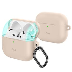 ESR for AirPods 4 Case, Compatible with Apple AirPods 4 Case (2024) (USB-C), Magnetic Lid, Full Drop Protection Cover with Carabiner, Cloud Series, Desert Titanium