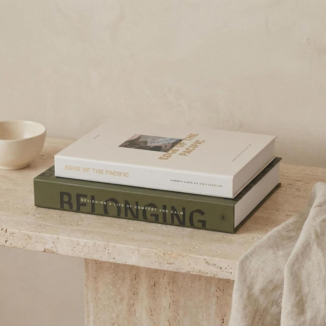 Beautiful Decorative Books - Set of 2 Boxes Enhance Your Coffee Table, Bookshelf or Mantel Shelf Decor - Aesthetic Fake/Faux Books for Modern Home Decoration, Photo Storage and as a Keepsake Box