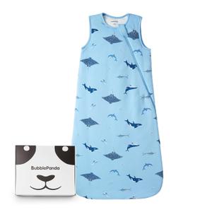 BubblePanda Rayon Made from Bamboo Sleep Sack 6-12 Months 0.5 Tog Soft Lightweight Toddler Sleep Sack for Babies 2-Way Zipper Wearable Blanket Baby 6 Months (Shark)