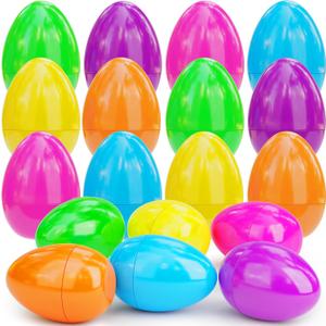 18 PCS Jumbo Easter Eggs 6 Inch Colorful Giant Plastic Eggs Bulk Fillable for Easter Hunt Basket Stuffers Fillers Filling Treats Easter Party Favors Classroom Prize Supplies for Kids Boys Girls