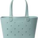 Simple Modern Large Beach Bag | Waterproof Getaway Rubber Tote with Zipper Pocket for Travel, Pool, Boat, Groceries, Sports | Sea Glass Sage