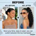 16 Inch Medium Brown Water Wave Drawstring Ponytail for Black Women - Synthetic Hairpiece, Curly Wavy Extension, Natural Looking & Easy to Install for Daily Party Use