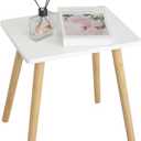 AWASEN Side Table, Small End Accent Table for Living Room Bedroom Office Small Spaces, Modern White Side Table Nightstand with Solid Wood, Easy Assembly, (White)