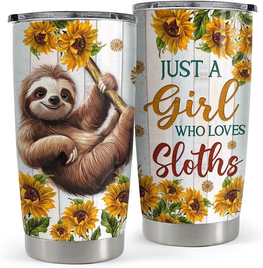 SANDJEST Sloth Tumbler 20Oz Stainless Steel Insulated Coffee Travel Mug Cup for Women Girls Sloth Gifts for Birthday Christmas Mothers Day