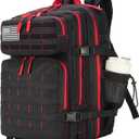 45L Military Tactical Backpacks 3 Days Assault Pack Bag Fitness Rucksack Bug Out Bag Hiking Treeking (Black&red)