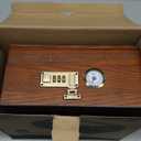 Tesonway Cigar Humidor, Cedar Wood Humidor Cigar Box, Glass Top Desktop Humidor with Front Hygrometer, Humidifier, Divider, Accessories Drawer and Combination Lock, Cigar Gifts for Men (Brown)