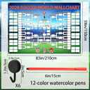 2 x qiyeyeye 83x59 Inch World Cup Schedule Poster Polyester Wallchart & Trophy Showcase Soccer Backdrop Banner for International Party Decor Office Bar and Fan Gifts
