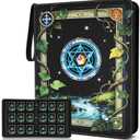 Trading Card Binder, Card Collection Binder 9 Pocket with 50 Removable Sleeves 900-Pocket Compact 3-Ring Zipper Album, Durable Trading Card Holder for TCG/MTG Collectors (Elemental ring)
