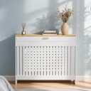 Deep Tall Radiator Cover Cabinet: External 37.6inch Height Heater Covers with Natural Wood Texture Top - Thickened MDF Radiator Shelf with Simple Pull-out Drawer (Vertical-M 44.09x37.6x7.48in)