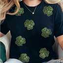 SELINK Womens Summer Short Sleeve Tops Halloween Sequin Pumpkin Printed T Shirts Casual Basic Graphic Tees (Black, XXL)