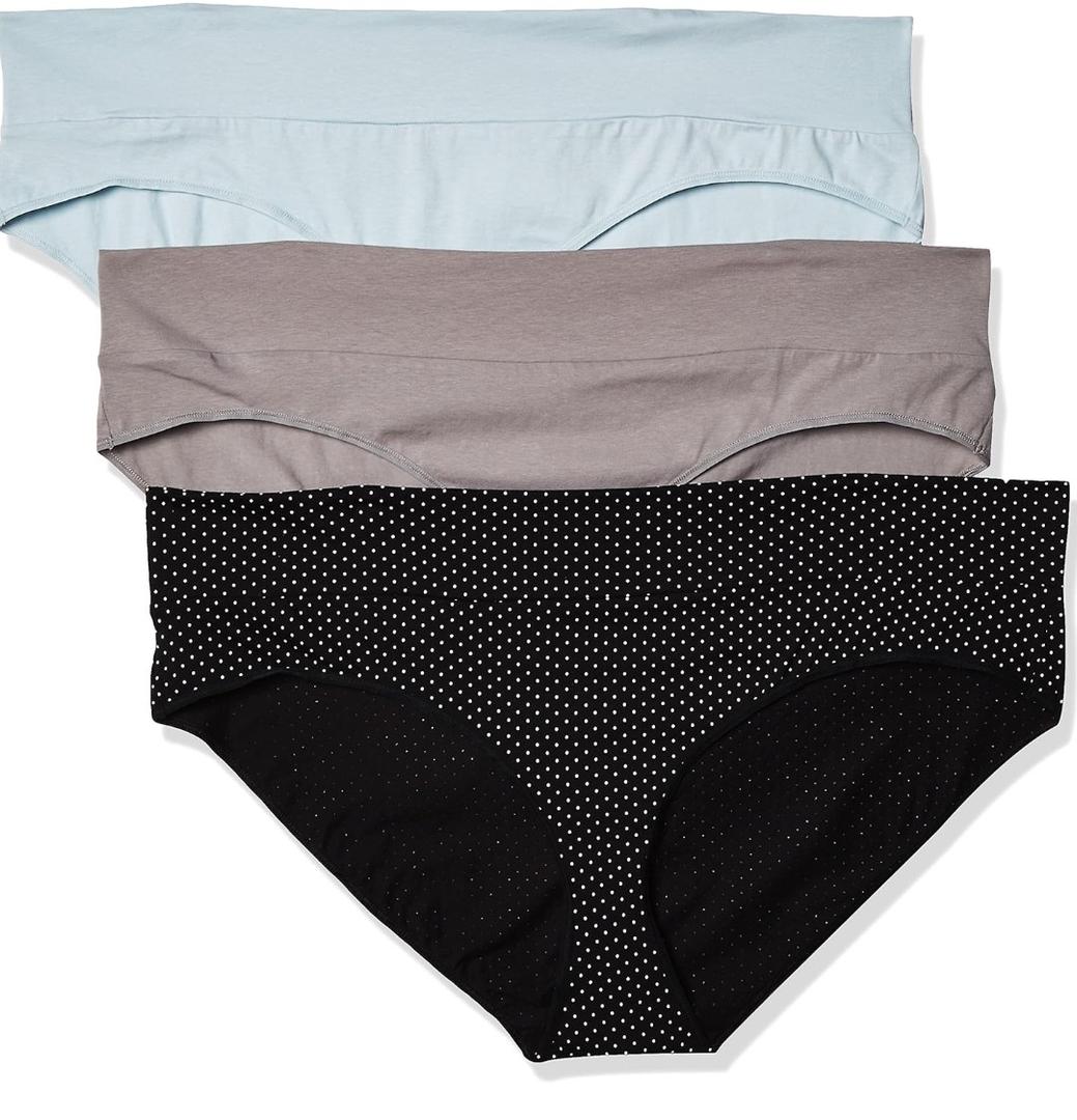 Motherhood Maternity – 3 Pack Maternity Panties – Foldover and Bikini Style Underwear for Pregnancy – L