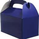 The Dreidel Company Gable Treat Boxes, Party Favors, 6.25" x 3.5" x 3.5" Inch Box, Pack of 25 (Navy Blue)