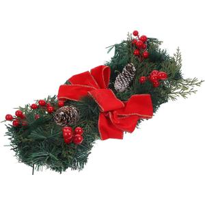 Christmas Stair Garland Wreath 45cm Red Xmas Front Door Decor Luminous Holiday Party Decoration for Fireplace and Staircase