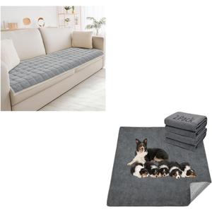 LOOBANI Couch Cover for Dogs Washable 1 Pack & Extra Large Reusable Dog Mat 2 Packs