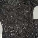 VERWIN Sequins Bodycon Dress V-Neck Midi Dress Long Sleeve Prom Dress Party Cocktail Dress (Large, Black Short)