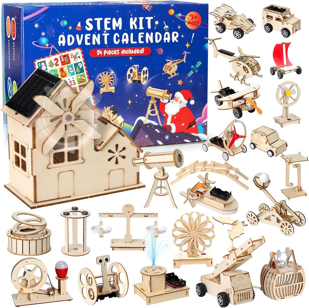24Pcs Stem Christmas Advent Calendar 2025 Diy STEM Countdown Advent Calendar Educational Science Kit Building Toys Surprise for Kids Boys Girls