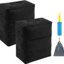 Travel Foot Rest Pillow, Portable Inflatable with Double Hand Pump Adjustable Three Layers Height Pillow for Foot Rest on Airplanes,Cars,Buses,Trains,Office Kids to Sleep on Long Flights (Black 1)