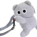 Adorable Cat Plush Shoulder Bag - Kawaii Animal Shape Crossbody Bag, Novelty Purse Wallet Messenger Bag for Womens (Gray)