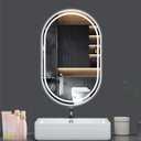 Oval LED Bathroom Mirror, 22"x 36" Frameless Lighted Mirror