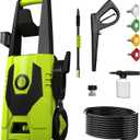 AgiiMan Electric Pressure Washer - 5100PSI Max 3.4 GPM Power Washer with 35FT Power Cord, 20FT Hose, Soap Tank, High Pressure Washer Electric Powerd Car Cleaning for Garden, Patios, Yard, Green