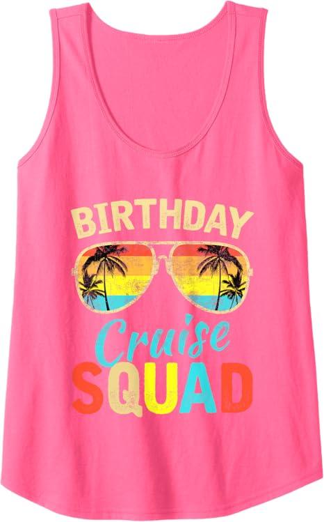 Women's Birthday Cruise Squad Pink Tank Top.
