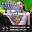 SoJourner Bags Mandala Trippy Wonders Rave Fan - Large Folding Clack Fan for Men and Women - Rave Accessories for EDM, Line Dancing, Cosplay, Concerts and More