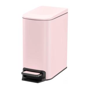 Cesun Small Bathroom Trash Can with Lid Soft Close, Step Pedal, 6 Liter / 1.6 Gallon Stainless Steel Garbage Can with Removable Inner Bucket, Anti-Fingerprint Finish (Pink)