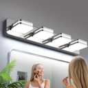 1600LM LED Modern Bathroom Vanity Light Fixtures, 360 Rotate Acrylic Chrome Vanity Lights for Bathroom, Modern Wall Lighting Fixtures Over Mirror Kitchen Living Room (Natural White Light 5000K) (4-Light, 27-Inch, 5000K, Chrome (No Assembly Required))