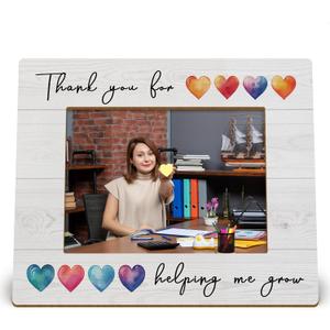 Thank You Gifts 4x6 Picture Frame, Thank You for Being Helping Me Grow Photo Frame, Appreciation Gifts for Parents Mentor Teacher, Teacher Wooden Photo Picture Frames