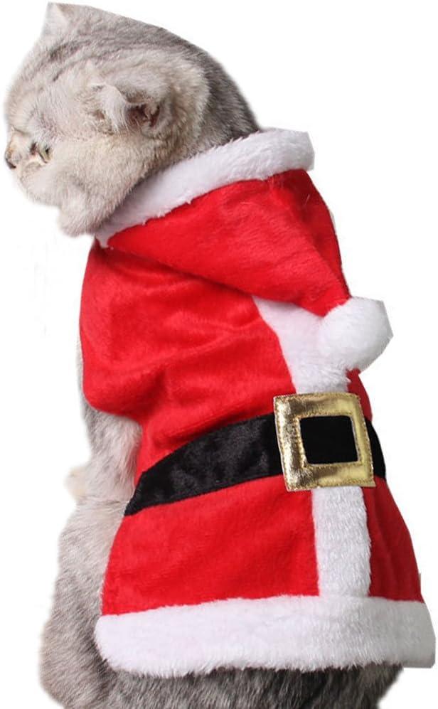 Bolbove Pet Christmas Santa Claus Suit Costume with Hat for Cats Puppies Free size