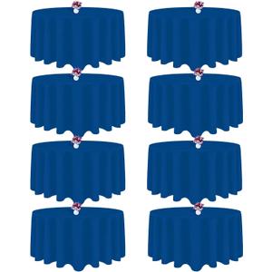 8 Packs Round Tablecloth 90 Inch Royal Blue Tablecloth for Circle Tables, Washable Polyester Fabric Table Cloth, Wrinkle Resistant Table Cloth Round Cover for Wedding Party Banquet Dining