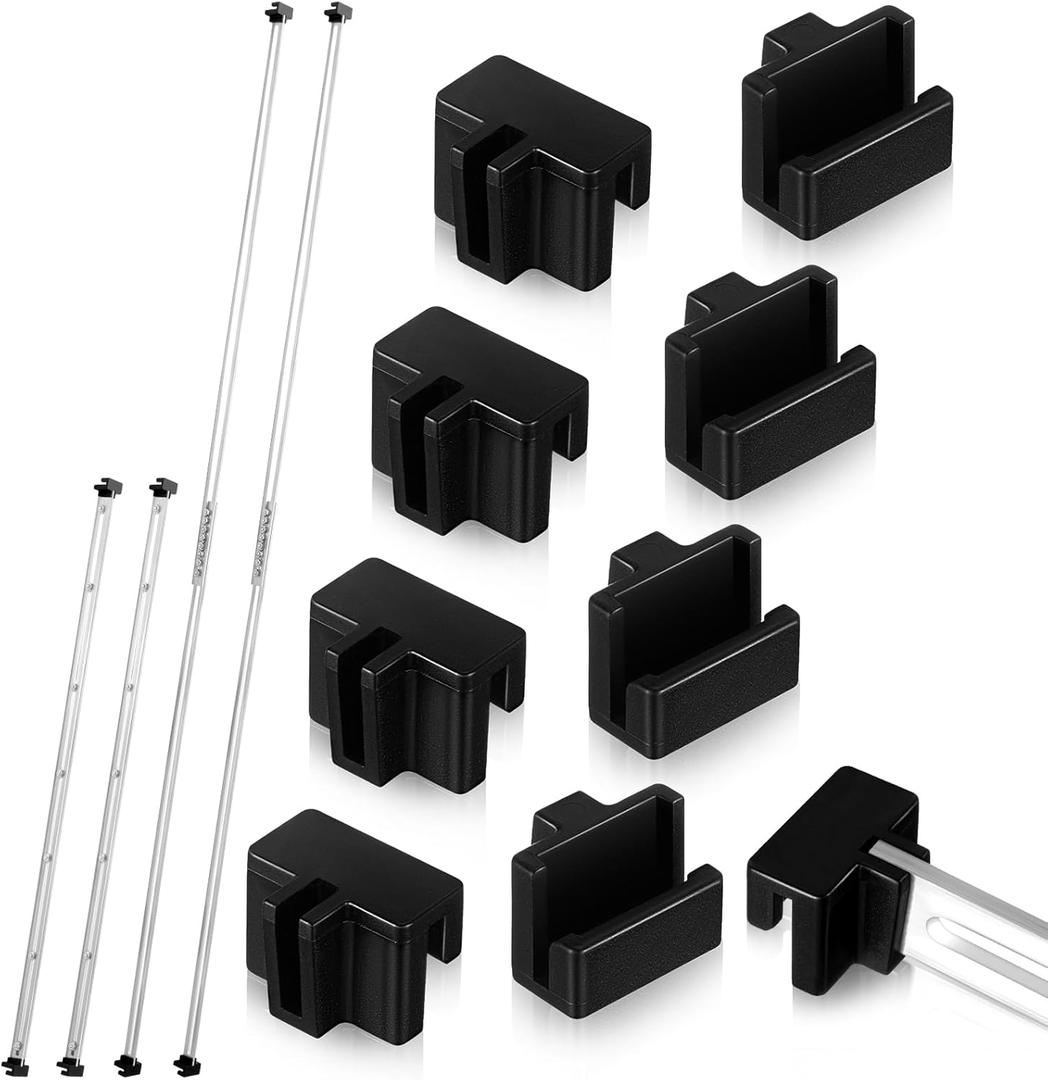 12 Pcs Metal Adjustable File Cabinet Rails Set Include 8 Hanging File Rail Clips 4 Cabinet Dividers Bars Suitable for Cabinets with Drawer Thickness Less Than 1/8 Inch, Silver, 25 Inch-46 Inch