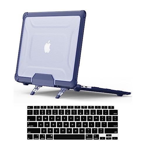 DTangLsm for MacBook Pro 13 inch Case 2024 2023-2016 M2 M1 A2338 A2289 A2251 A2159 A1989 A1706 Heavy Duty Plastic Hard Shell Rugged Protective Case with TPU Bumper Fold Kickstand+Keyboard Skin, Blue