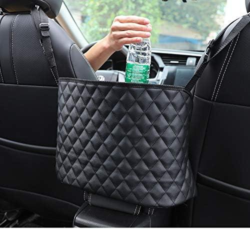 Car Net Pocket Handbag HolderPurse Holder for Between SeatsLeather Seat Back Organizer Mesh Large Capacity BagHandbag Between The Two Seats
