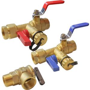 Xiny Tool 3/4-Inch IPS Isolator Tankless Water Heater Service Valve Kit with Pressure Relief Valve, Clean Brass