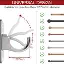 6PCS No Drill Curtain Brackets, Self-Adhesive Rod Holders, Universal Plastic Nail Free Adjustable, Curtain Hooks for Rods Less Than 1.57 Inch Diameter (Sliver)