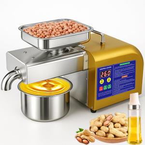 Oil Press Machine, 1800W Automatic Electric Oil Maker for Home & Commercial, Stainless Steel Oil Extractor for Cold & Hot Press for Seed, Nut, Peanut, Olive Kernel, Sesame, Sunflower, Walnut. Bucket dented
