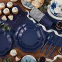 NatNarr 175 Pcs Navy Blue Plates and Napkins Set, 25 Guest Navy Blue Party Supplies Include 9" Graduation Plates & 7" Cake Plate Disposable Plastic Cutlery for Birthday Graduation Party Wedding