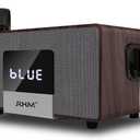 RHM K222 Karaoke Machine with 2 UHF Wireless Microphones & 5 Music Modes, Support Optical/Bluetooth/AUX/USB/PC, Wooden Home Karaoke Singing Machine for TV, Home, Karaoke, Singing Party, Christmas