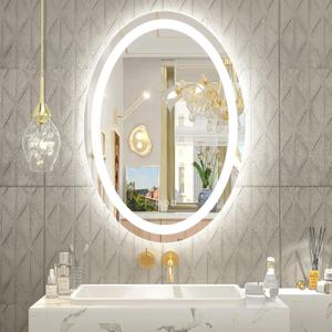 OKPAL Oval LED Bathroom Mirror 20x28, Lighted Vanity Mirror for Wall, Oval Lighted Bathroom Mirror, Anti-Fog, Shatter-Proof, Dimmable, Memory, 3 Colors (Front Lights + Backlit)
