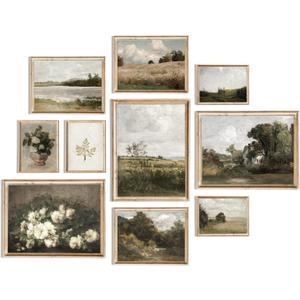 uniro Vintage Wall Art Decor Prints Farmhouse Wall Decor Vintage French Country Canvas Wall Art Prints Nature Landscape Flower Botanical Painting Poster Rustic Cottagecore Decor Retro Aesthetic (Retro 03-10pcs)