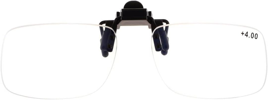 Reading Glasses Clip On Flip Up Magnifying Reading Glasses Magnifiers Lenses Readers Unisex (4.0 x) (1 Count (Pack of 1))