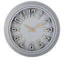 Vintage 16" Wall Clock with 3D Font - Silent Non-Ticking Battery-Powered Retro Design, Large Easy-Read Numbers for Living Room, Bedroom & Kitchen Indoor Home Decor (Grey)