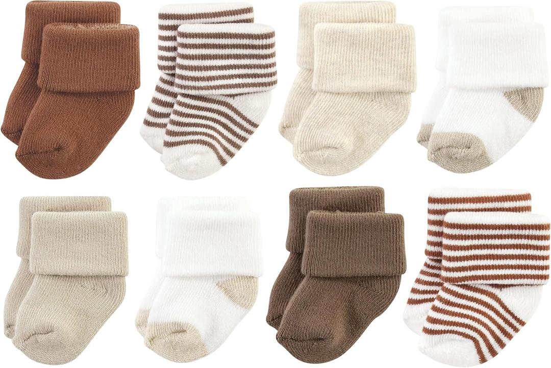 Hudson Baby baby-girls Cotton Rich Newborn and Terry Socks (6-12 Months, Neutral Brown)