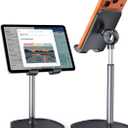 LISEN Cell Phone Stand Adjust for iPhone Phone Holder for Desk, Office Desk Accessories PC Gaming Gifts for Her Essentials Kitchen Gadgets Fit Telephone OtterBox Case Switch iPad Air Tablet 4-10 in (BLACK)