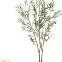 Artificial Fake Olive Tree 5FT Tall 1Pack with White Planter Faux Silk Olive Tree for Home Living Room Office Decor Faux Artificial Plants Indoor with Fruit & Free Moss