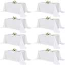 Sancua White Table Cloths Rectangle, 8 Pack 90x132 Inch Tablecoths Rectangular for 6 Foot Tables - Washable Polyester Fabric Table Cover for Wedding, Birthday Party, Banquet Reception